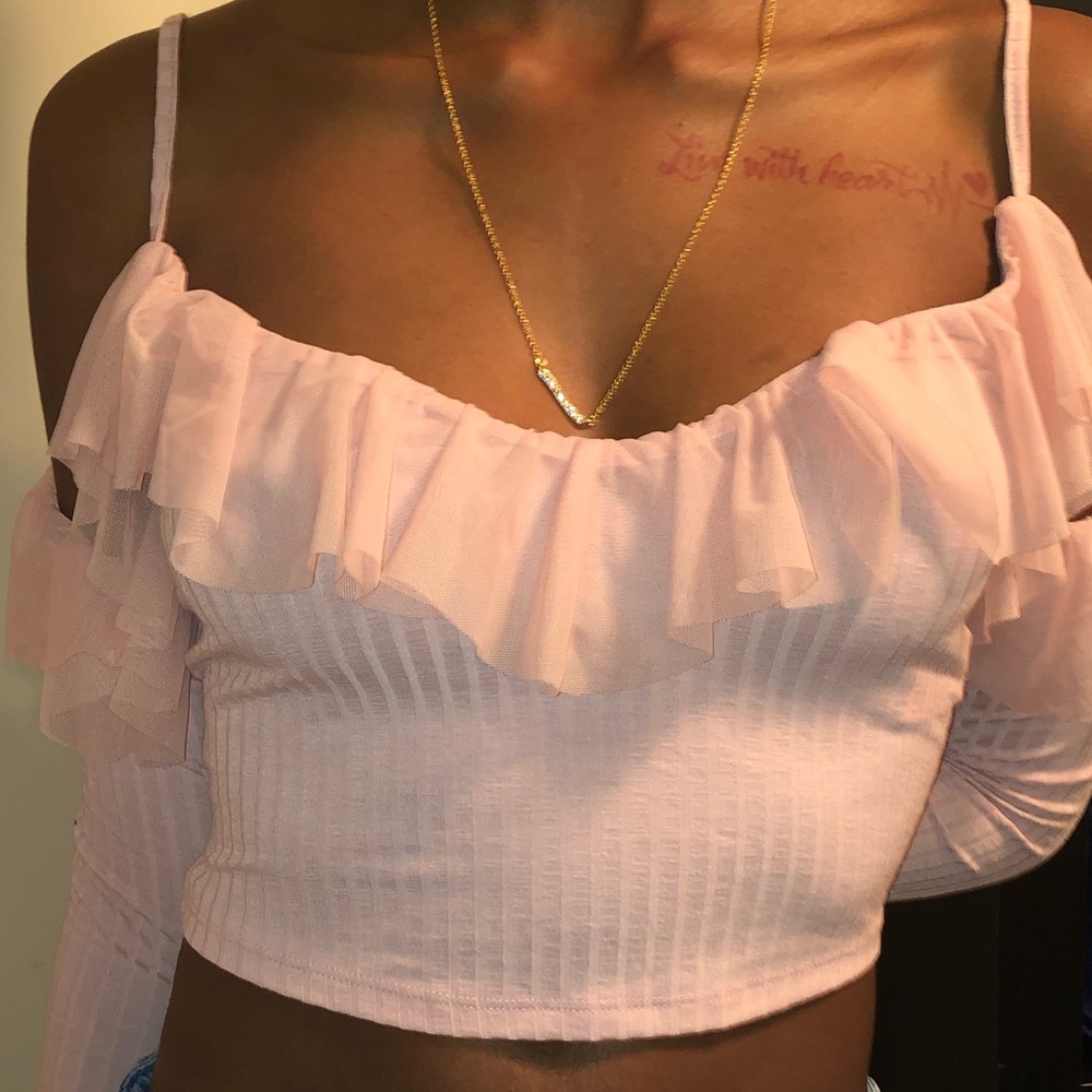 Pink Ruffled Crop Top
